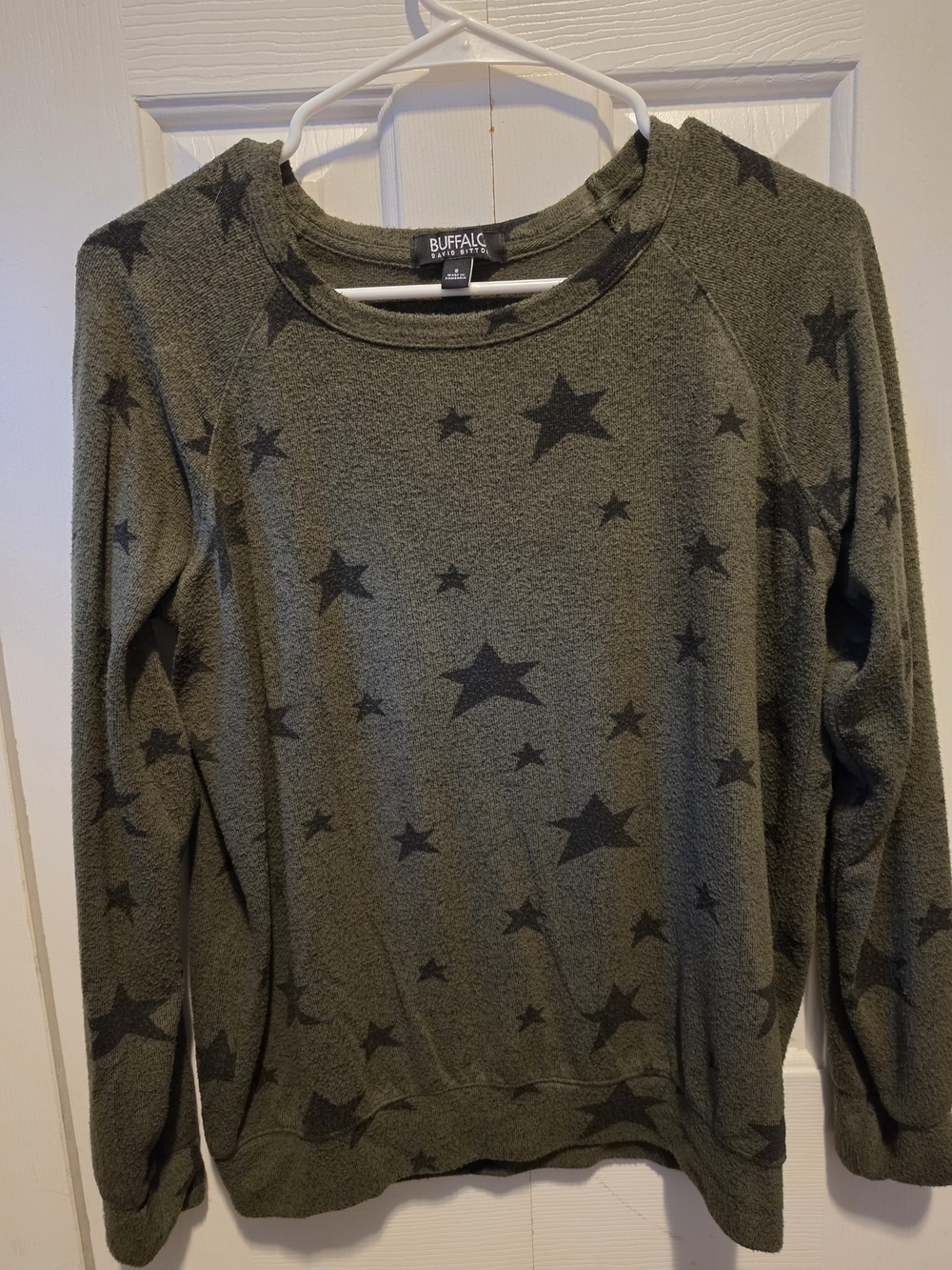 Buffalo David Bitton Olive Green Star-Print Crewneck Sweater